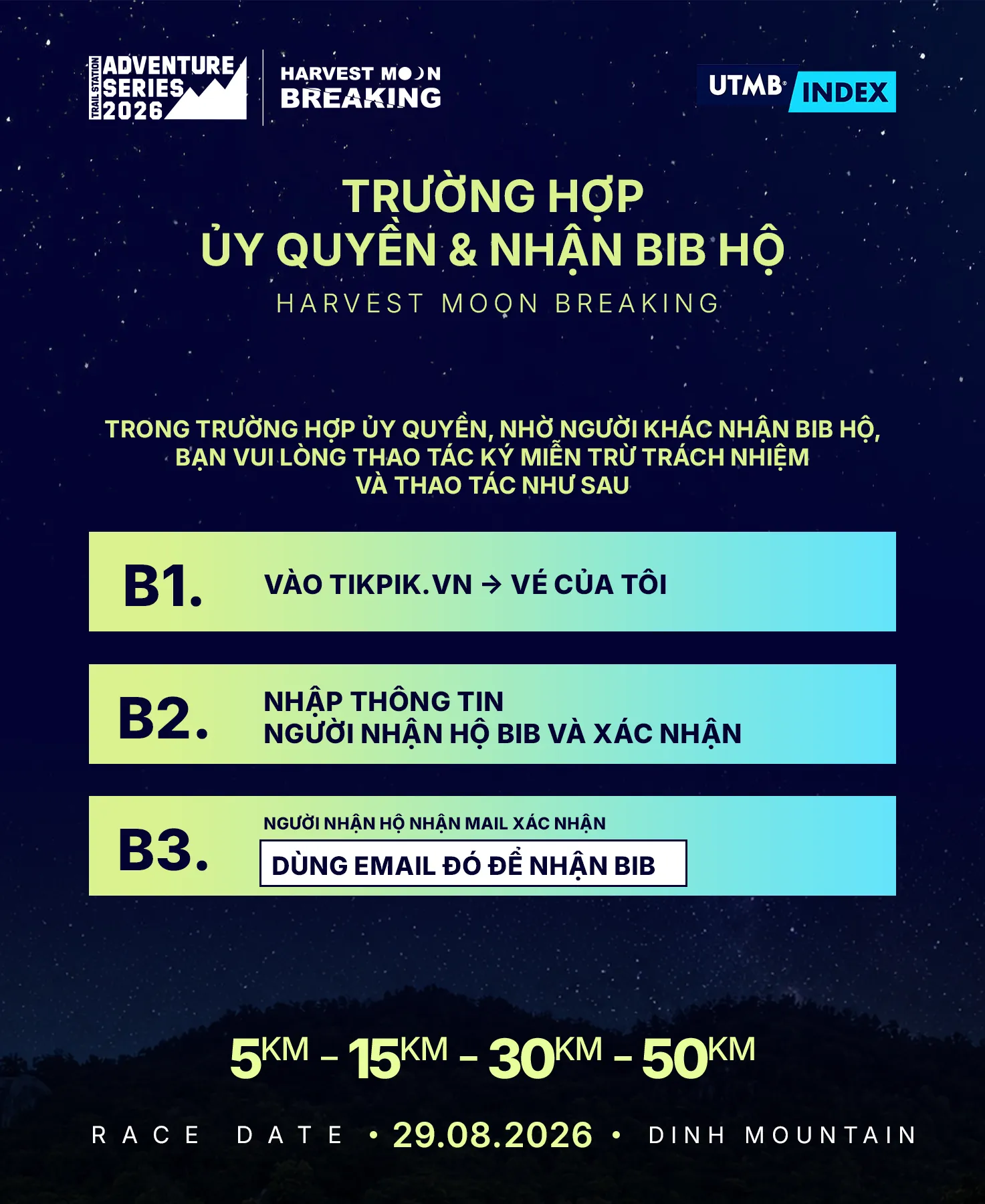 Trường hợp ủy quyền nhận BIB Harvest Moon Breaking 2026