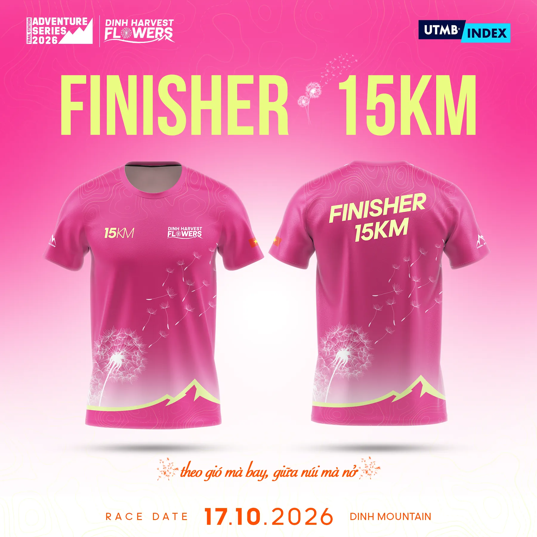 Áo finisher 15KM Dinh Harvest Flowers 2026