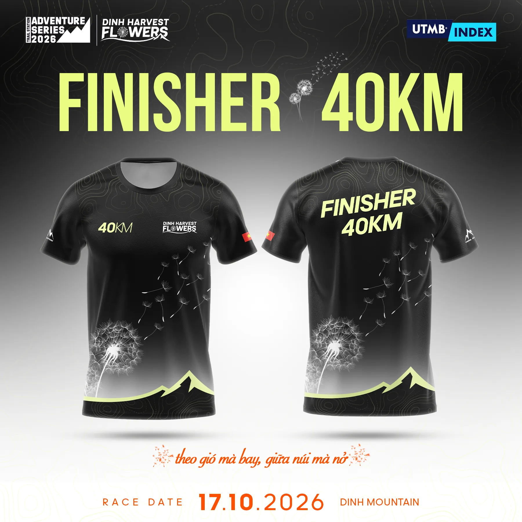 Áo finisher 40KM Dinh Harvest Flowers 2026
