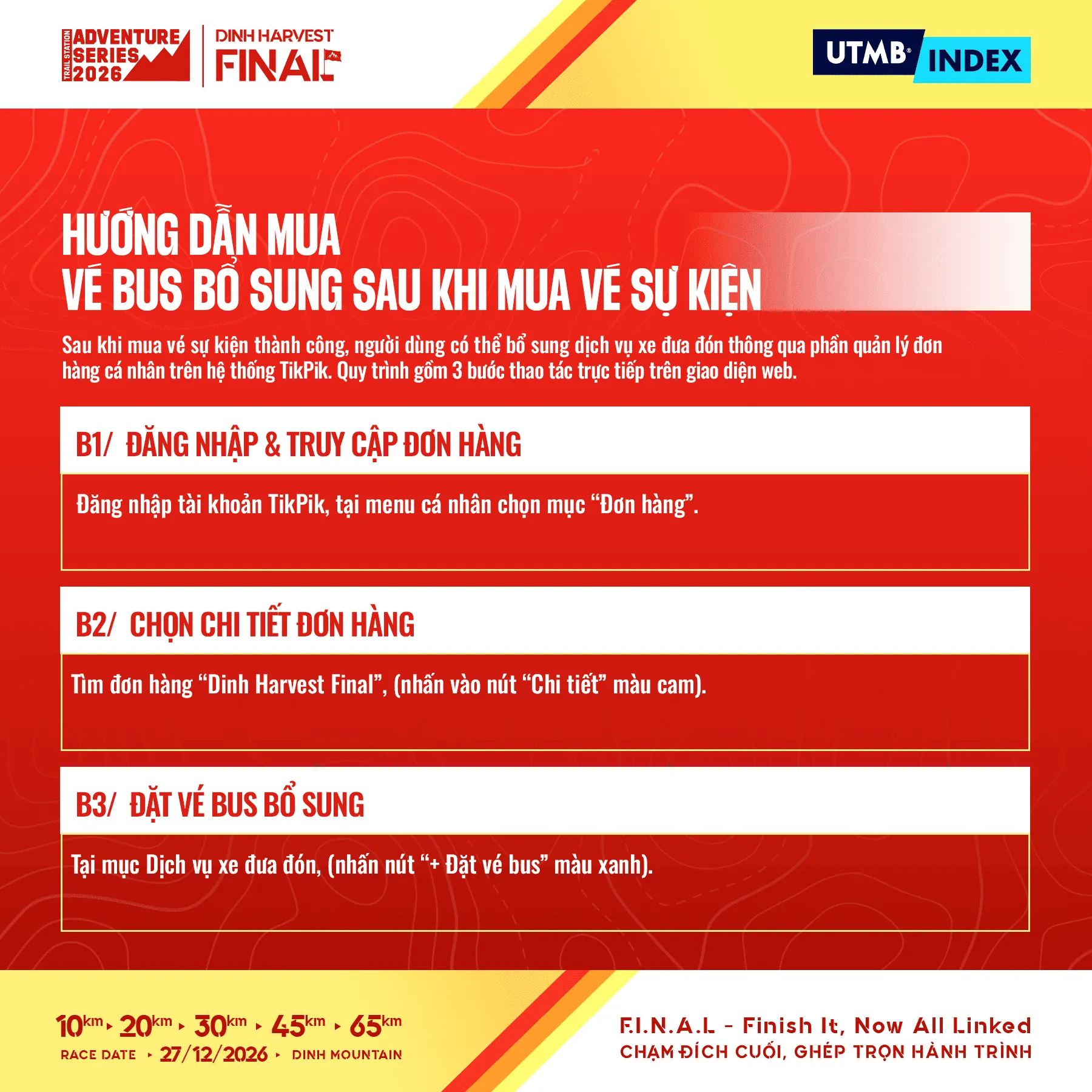 Hướng dẫn mua vé bus bổ sung Dinh Harvest Final 2026