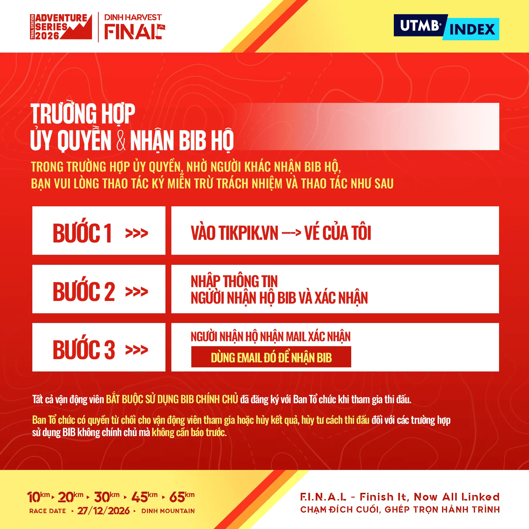 Quy định ủy quyền nhận BIB hộ Dinh Harvest Final 2026