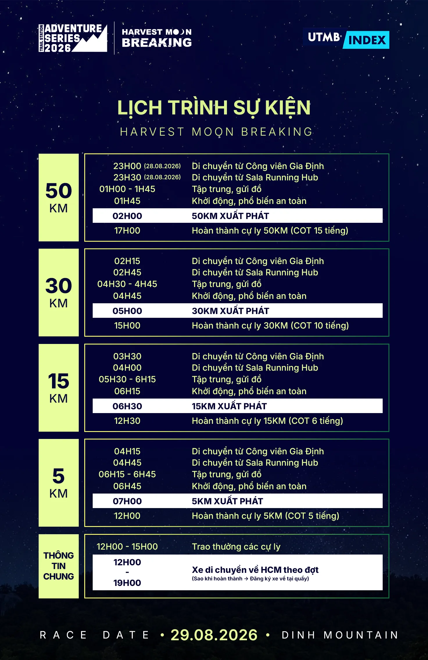 Lịch tr&igrave;nh sự kiện Harvest Moon Breaking 2026