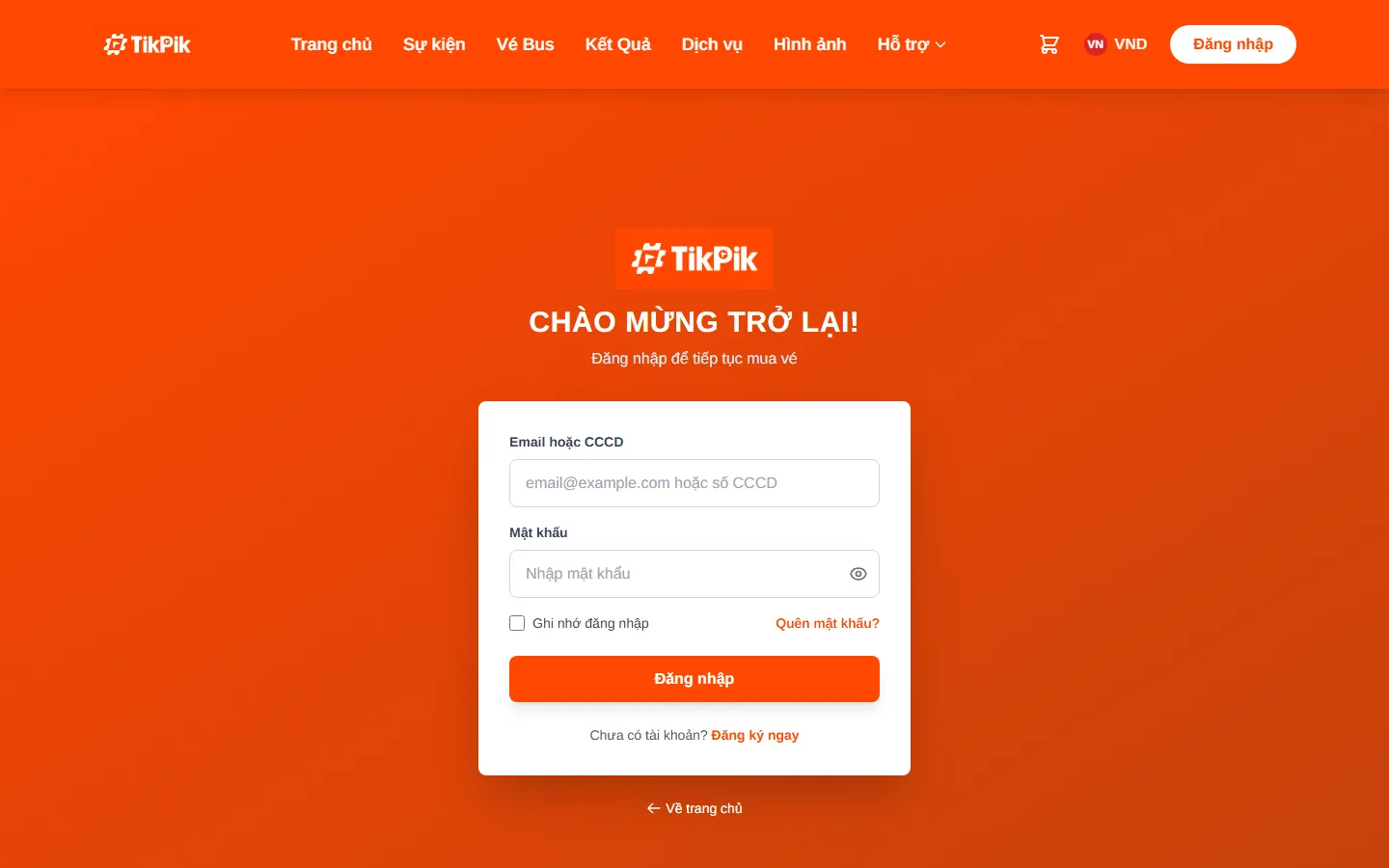 H&igrave;nh 1. Trang đăng nhập / đăng k&yacute; t&agrave;i khoản