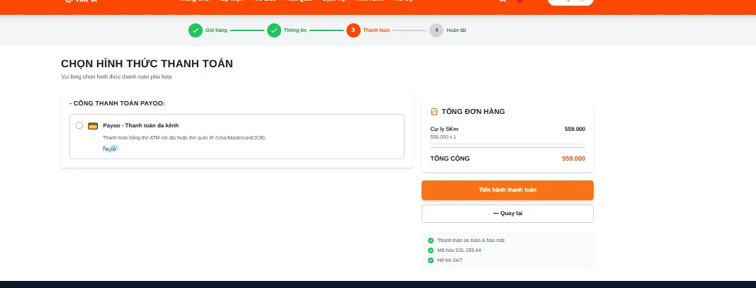 Chọn h&igrave;nh thức thanh to&aacute;n qua cổng Payoo